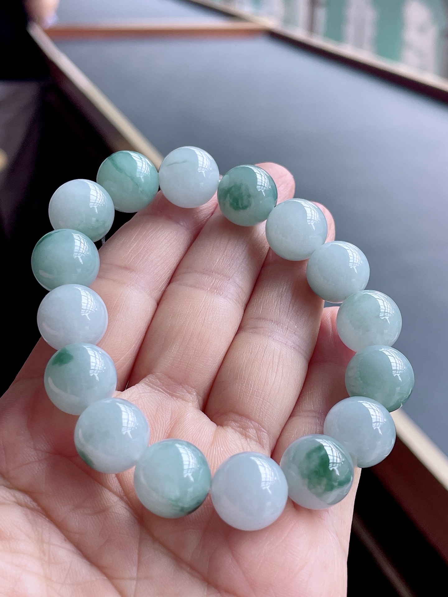 ️ 冰种飘花手链 飘花灵动，个大饱满 尺寸：12.6
