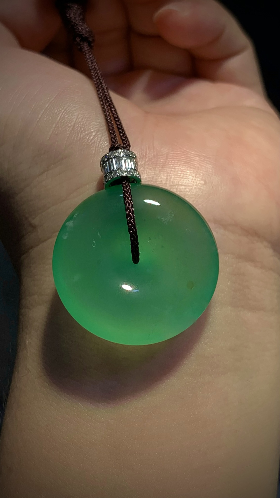 ️ 精品平安扣子，31.6-8.5mm，16.25g，顶珠为18K金+南非钻镶嵌