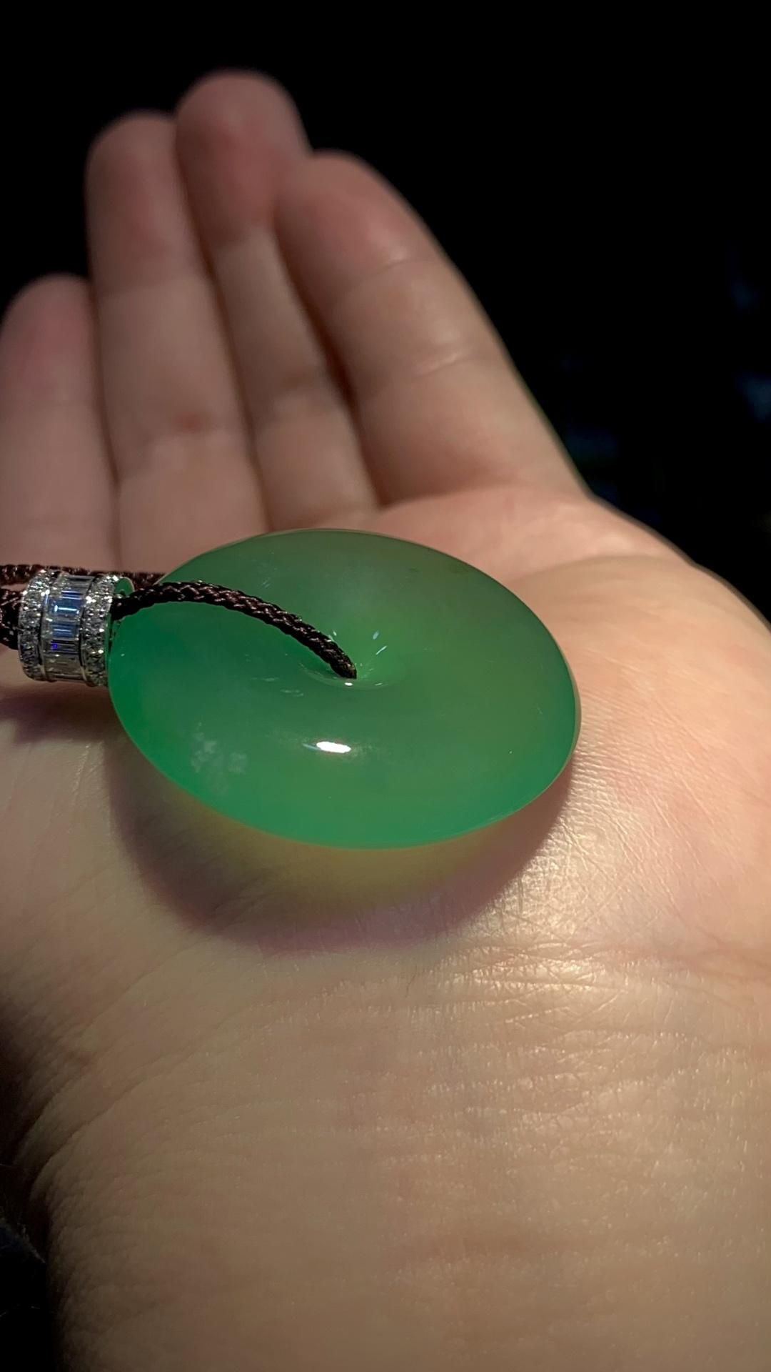 ️ 精品平安扣子，31.6-8.5mm，16.25g，顶珠为18K金+南非钻镶嵌
