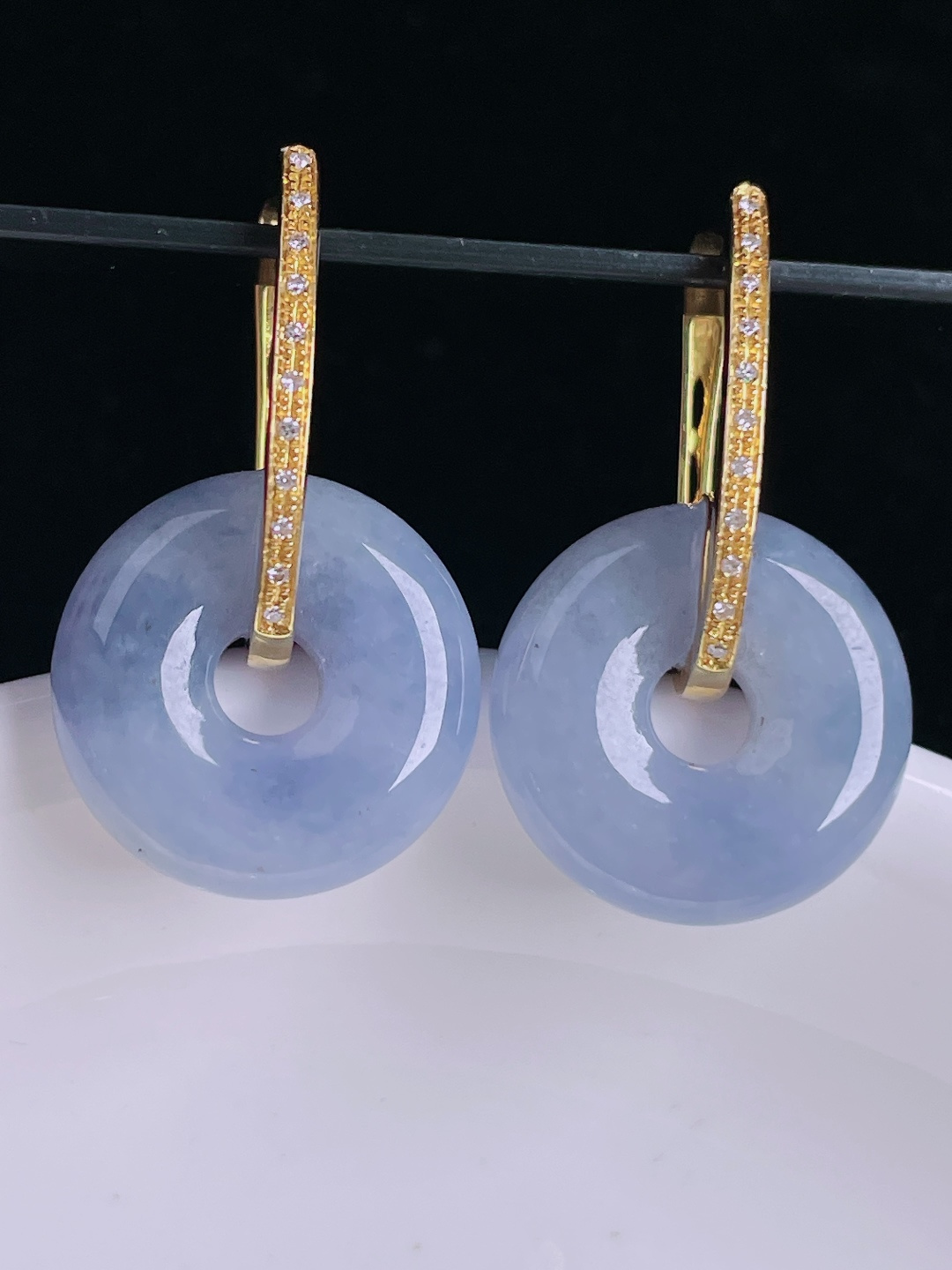 ️耳坠，18k镶嵌，老种起光，细底通透，尺寸：裸石16/4.7mm0913