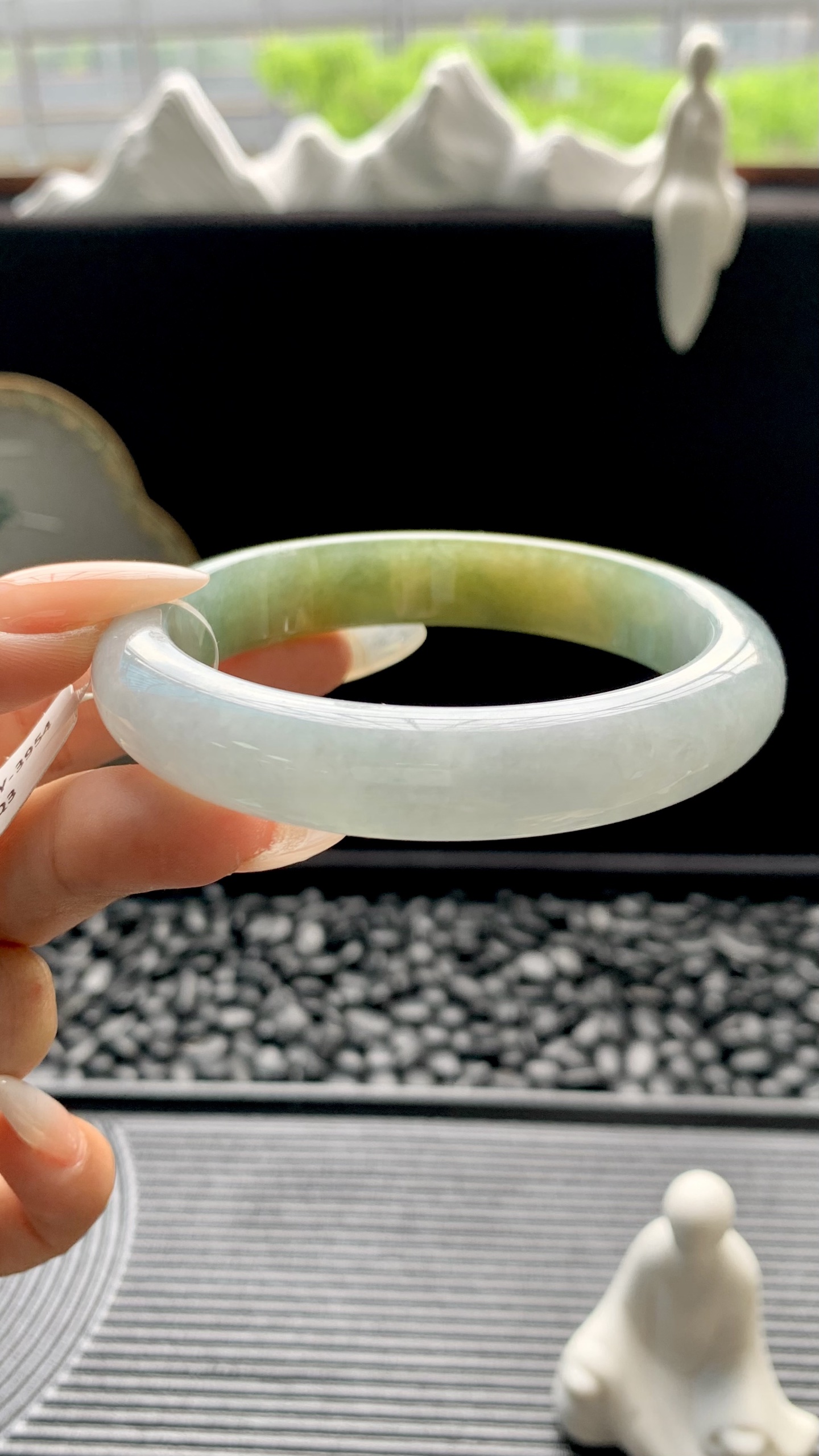 黄加绿半山水正圈成品 HYY-3954 尺寸：57-12-8