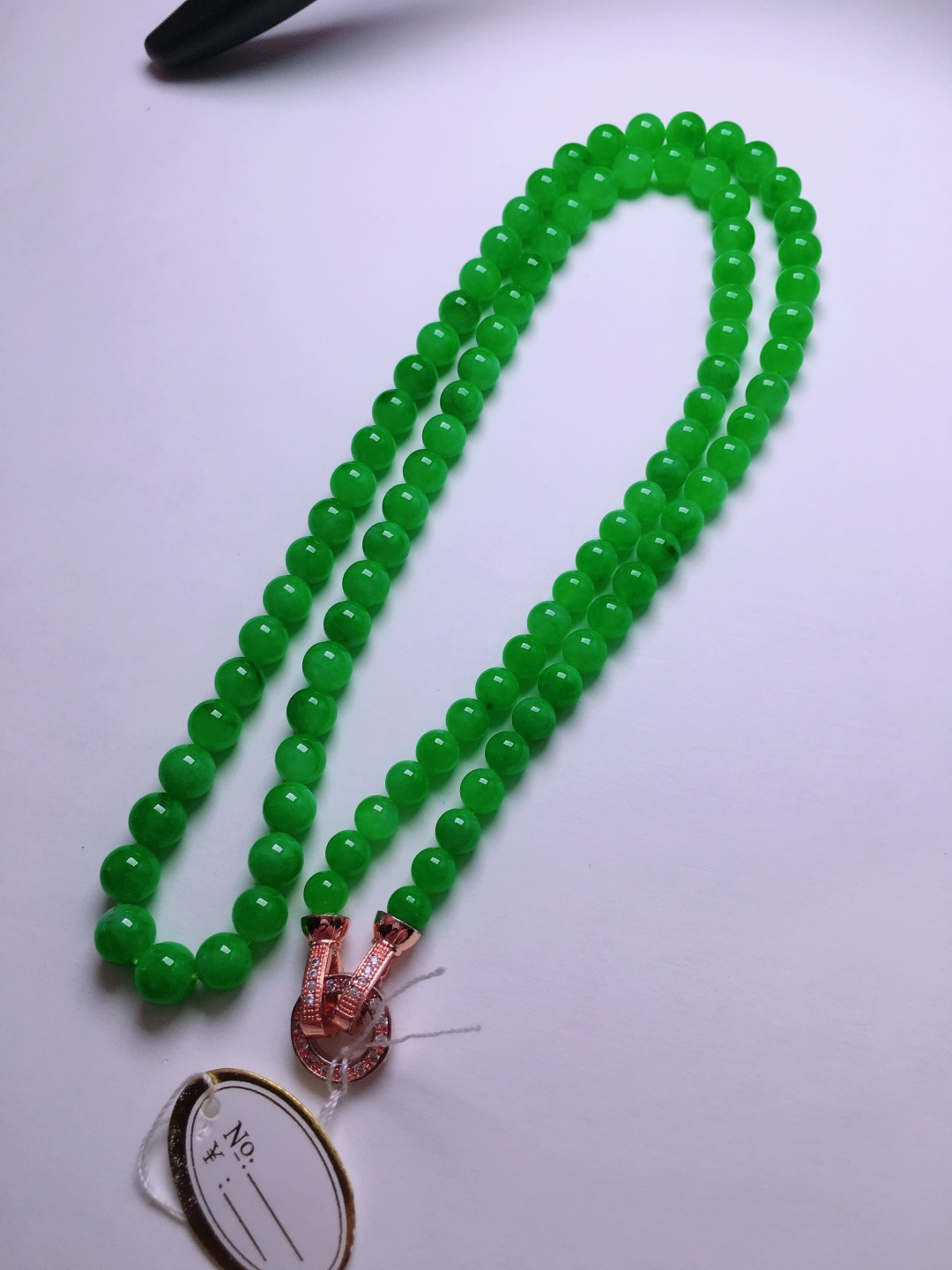 ️冰种绿珠子项链，晶莹剔透，新颖时尚，5.3-6.8