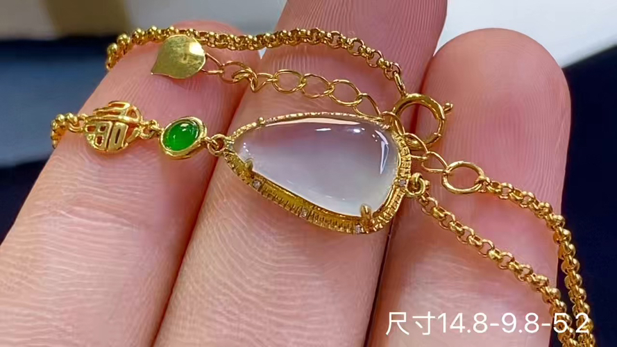 ️18k金+钻玻璃种手链，14.8-9.8-5.2