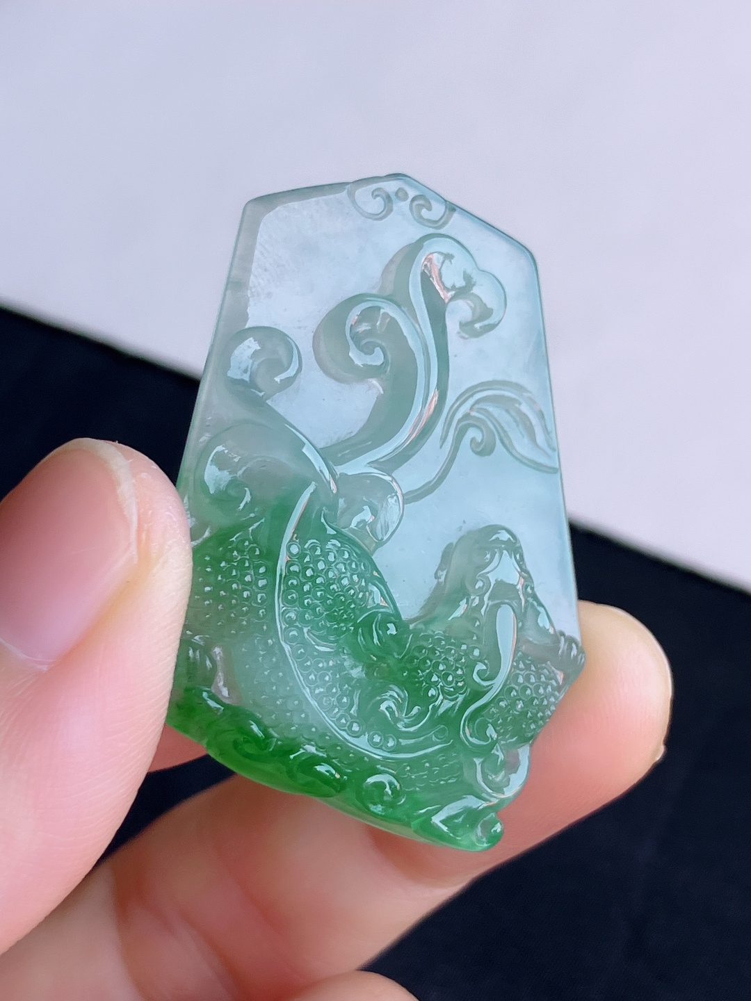 ️，冰种飘花龙/凤，栩栩如生，尺寸43.8/30/7/自然光实拍