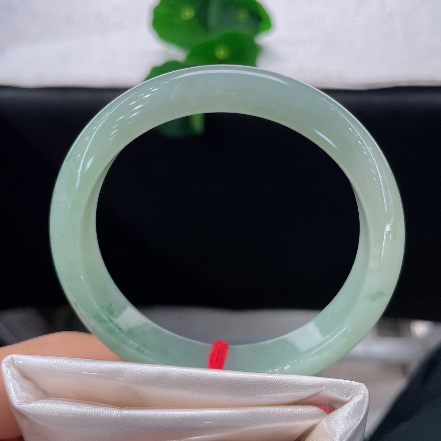 天然翡翠手镯 圈口56.6/12.1/7.8，冰飘花正圈，56/57可戴，一镯浸浅碧，碎翠落清痕。无裂。