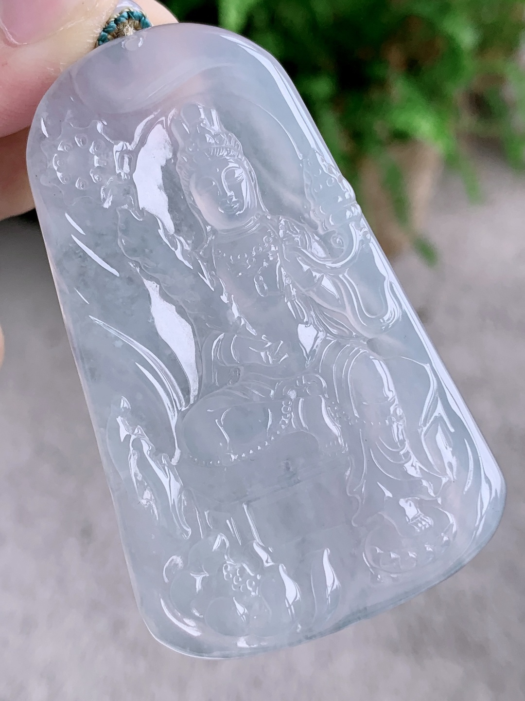 白冰虚空藏观音牌吊坠 缅甸 性比高 无裂,