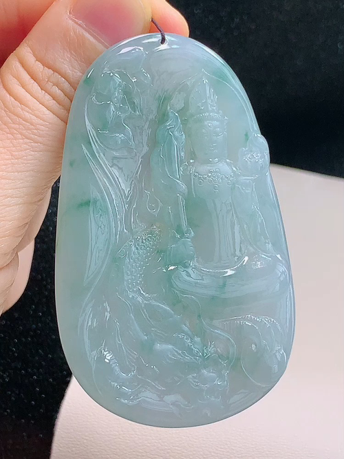 ️ 骑龙观音，无裂，尺寸70.0-44.0-6.0mm，包A附证书