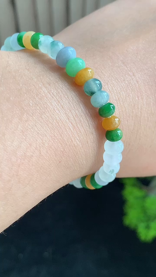 天然翡翠，多宝冰手串 尺寸6 bl95