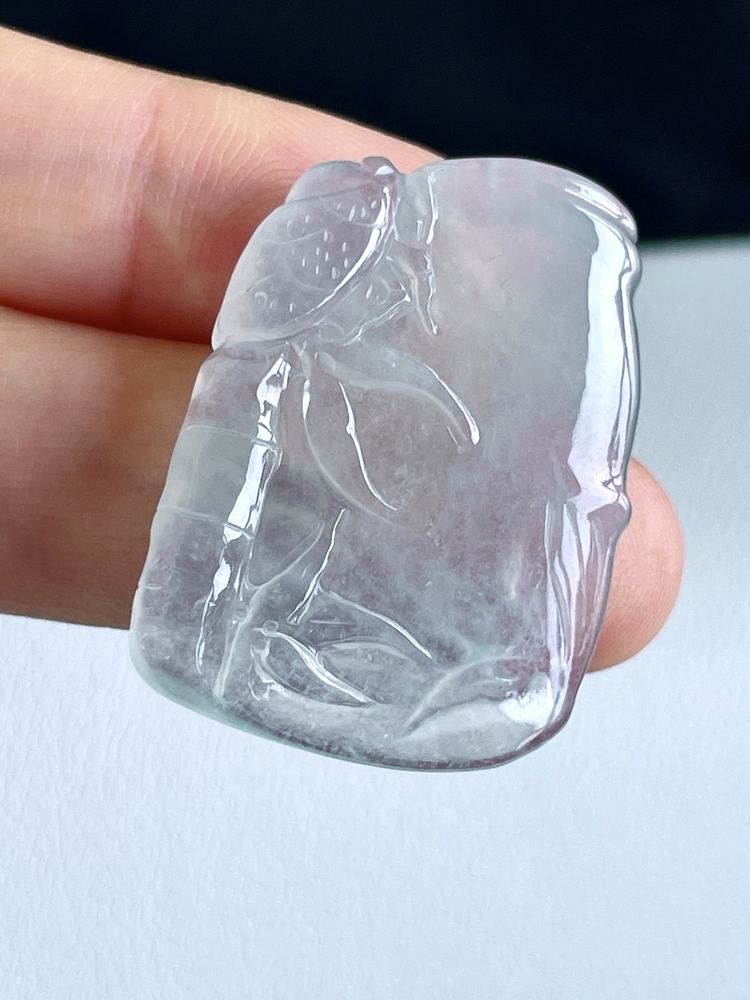 白冰竹子竹节吊坠 缅甸 无裂 性比高 厚装 尺寸33.8-24.7-6.3 重量10.9克