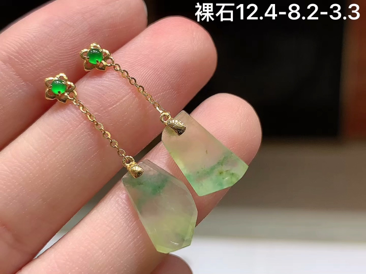 ️ 18K 双彩随形耳坠 无裂，尺寸，12.4-8.2-3.3