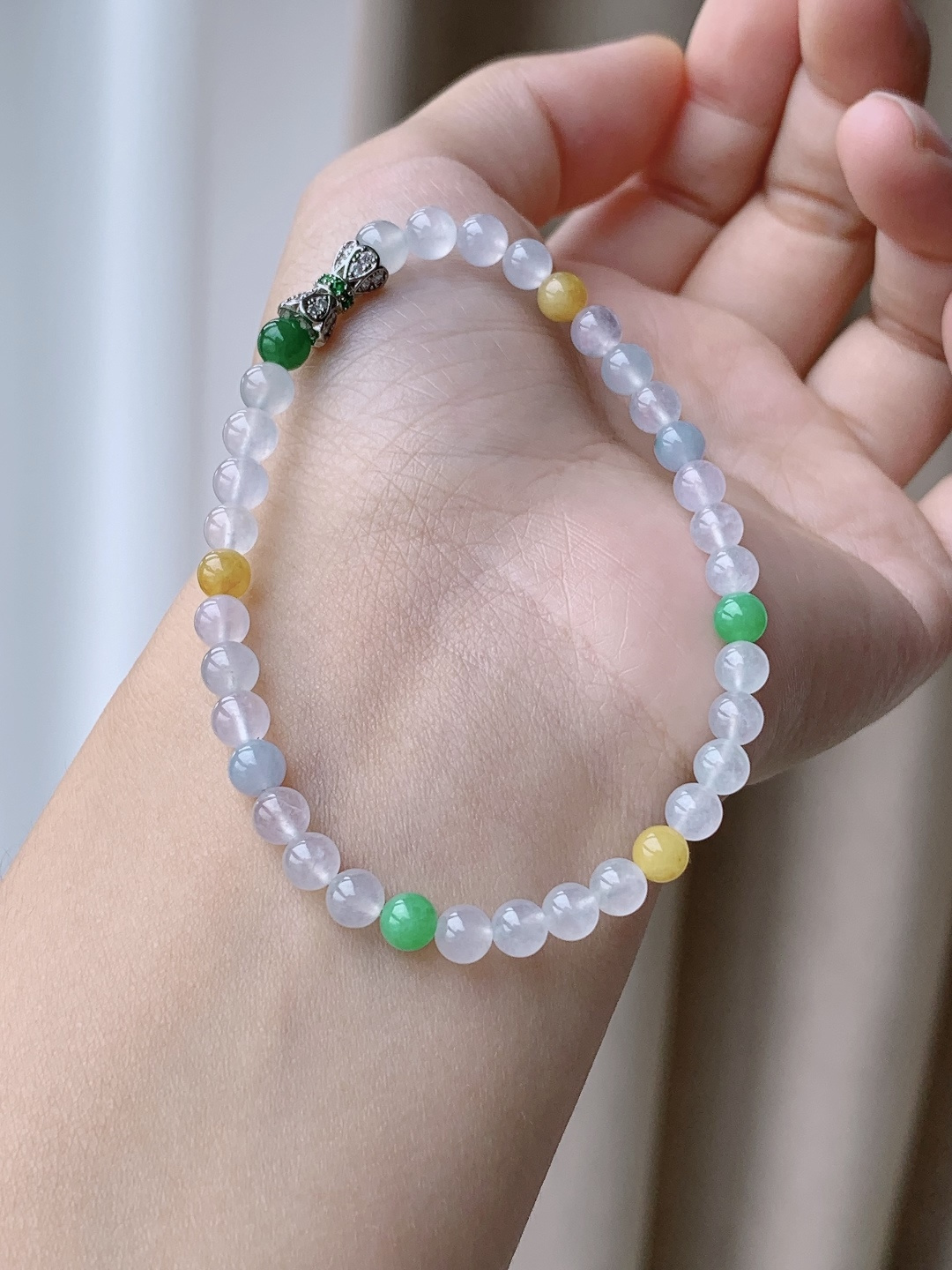 【珠子】冰多宝手串圆珠珠子手串 【说明】缅甸 性比高 【尺寸】4.9mm 【重量】7.9克