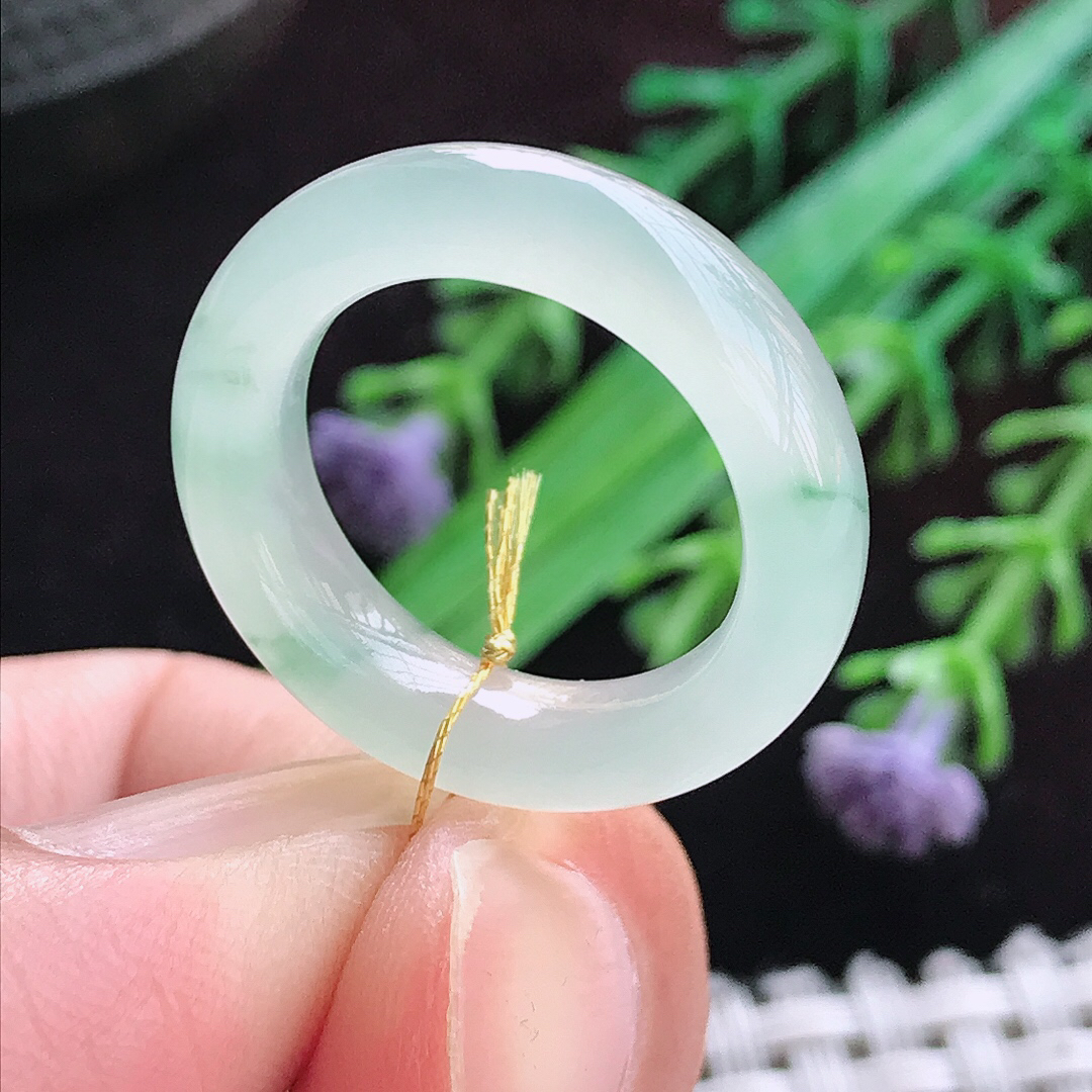 实拍A货翡翠16.6/5.7/4老坑冰种飘花指环戒指女款