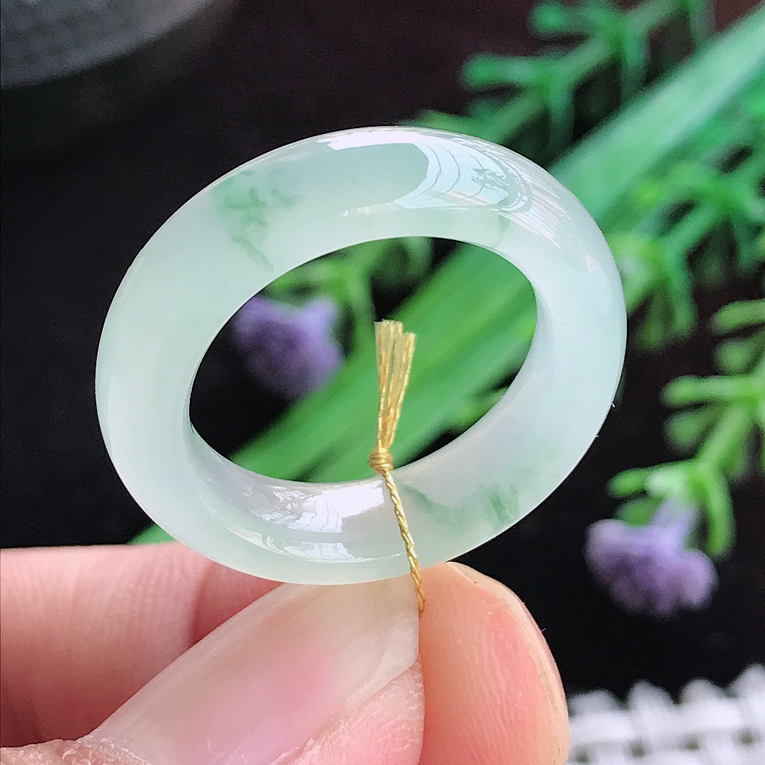 实拍A货翡翠16.6/5.7/4老坑冰种飘花指环戒指女款