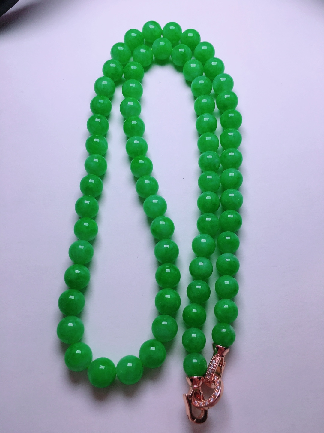 ️冰种绿珠子项链，晶莹剔透，新颖时尚，7.6-8.8