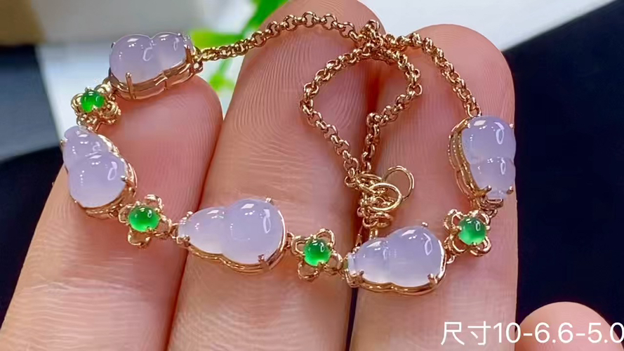 ️ 18k金+钻冰种葫芦手链，10-6.6-5.0