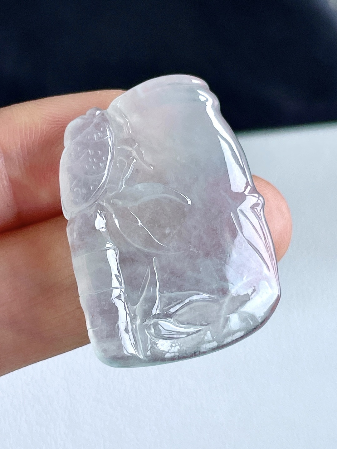 白冰竹子竹节吊坠 缅甸 无裂 性比高 厚装 尺寸33.8-24.7-6.3 重量10.9克