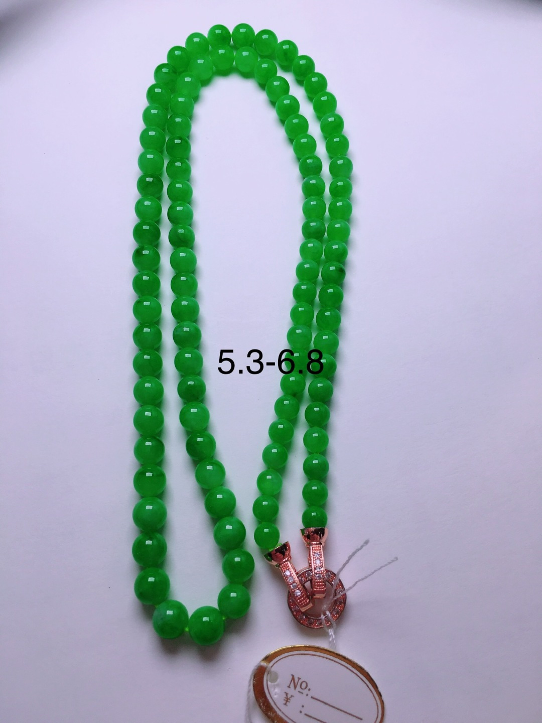️冰种绿珠子项链，晶莹剔透，新颖时尚，5.3-6.8