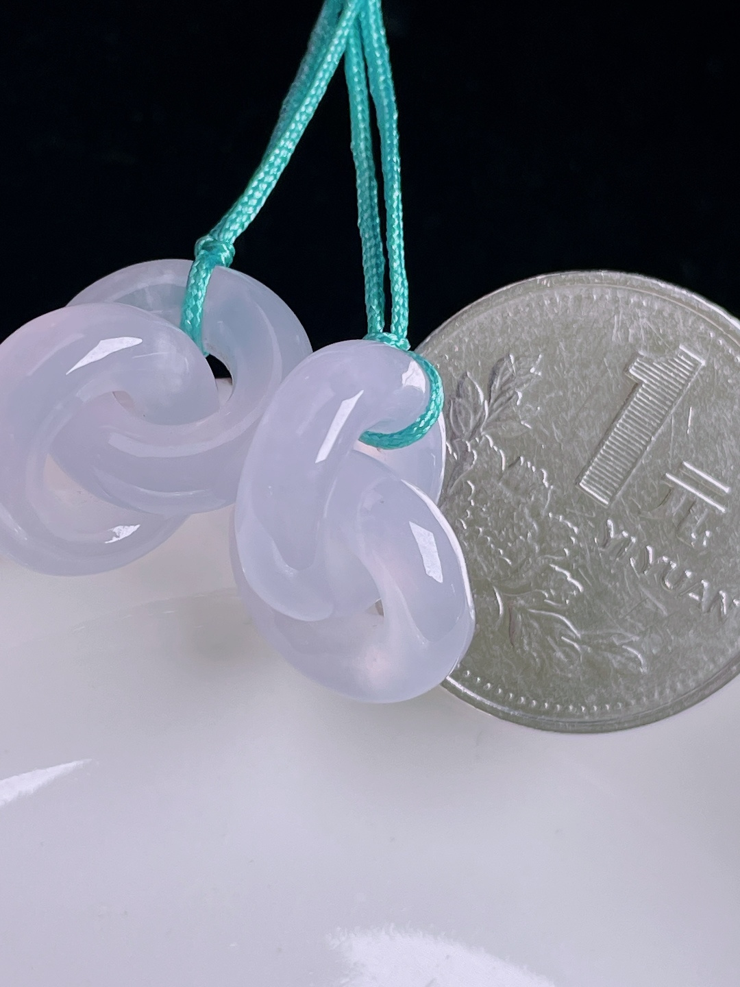 ️环环相扣耳坠，老种起光，细底通透，尺寸：19.5/14.3/5mm0913