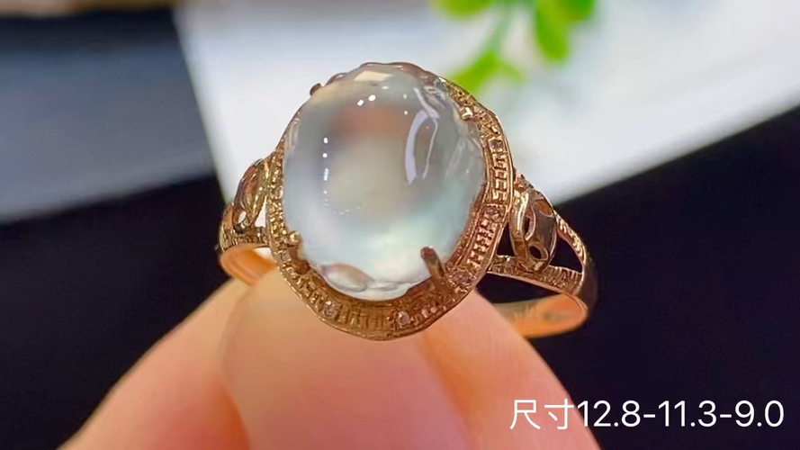 ️ 18k金+钻玻璃种貔貅戒指，无裂，12.8-11.3-9.0
