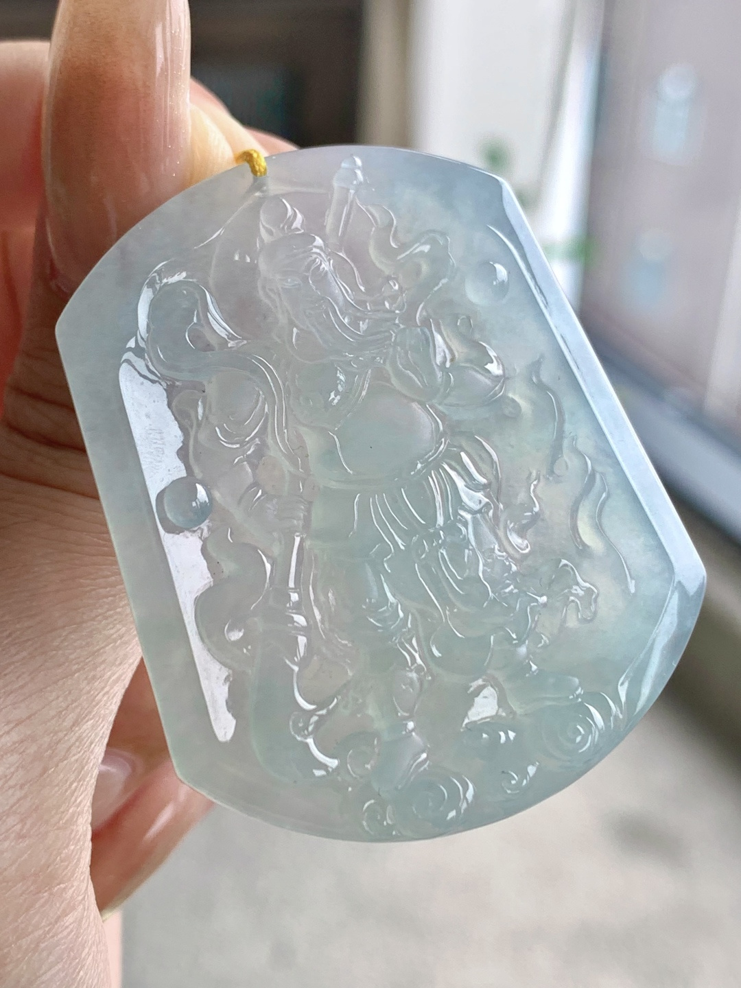 【已结缘】【裸石】🫧冰晴水忠义关公牌吊坠【说明】缅甸 性比高【尺寸】50-40-5.6【重量】25.