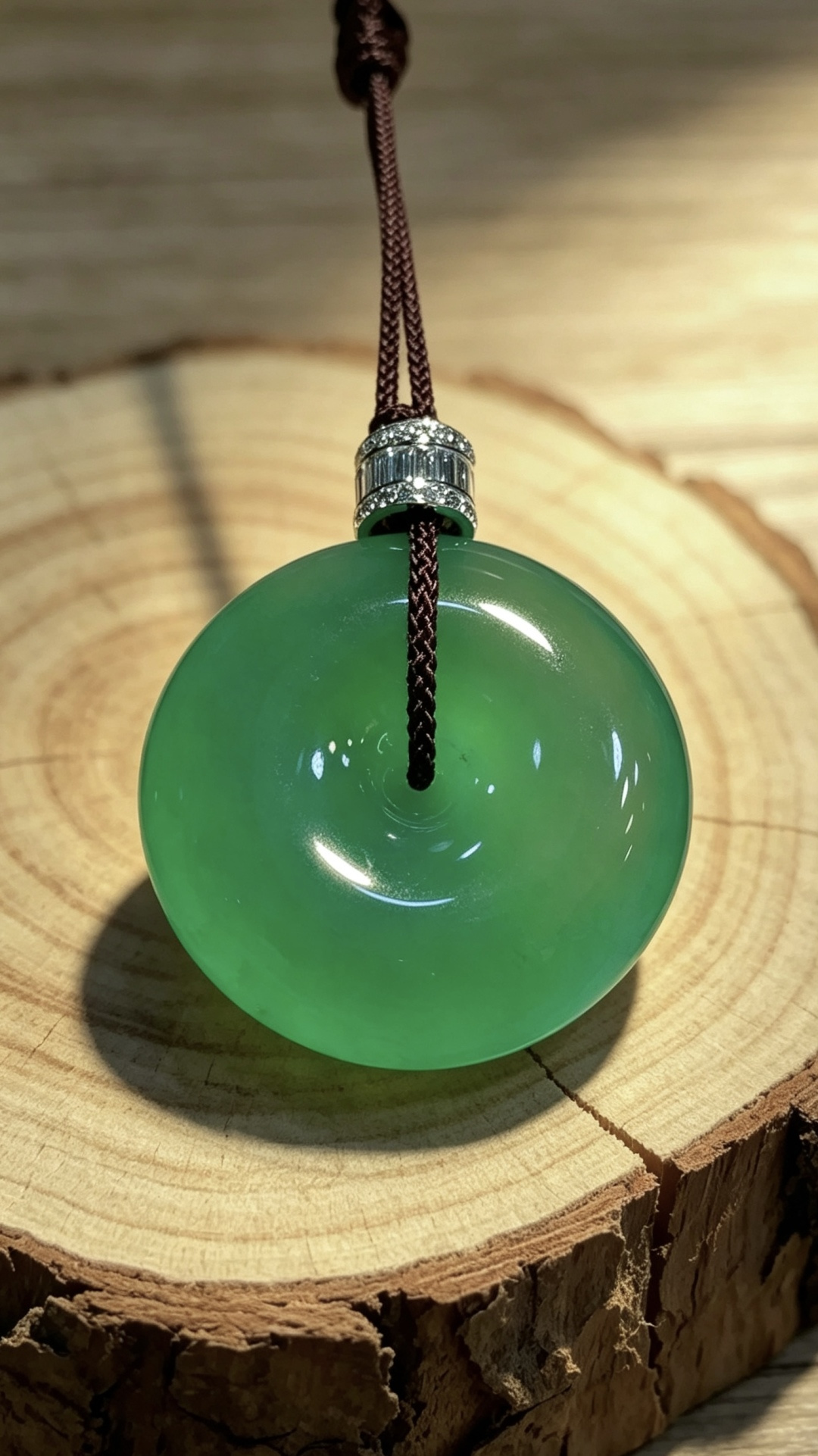 ️ 精品平安扣子，31.6-8.5mm，16.25g，顶珠为18K金+南非钻镶嵌