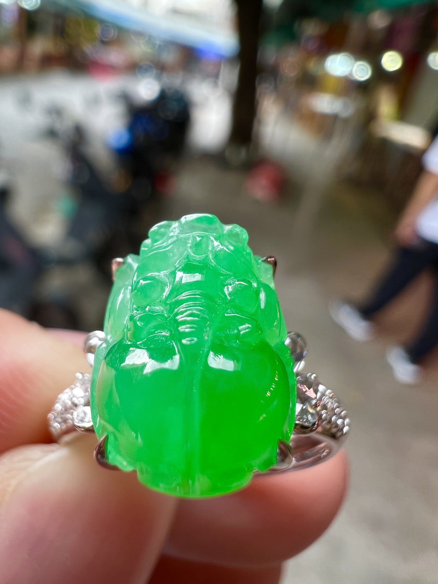 ️️ 【满色貔貅戒指 色泽艳丽】无裂18K金奢华满钻 种好品质细腻，11.4-8.7-6