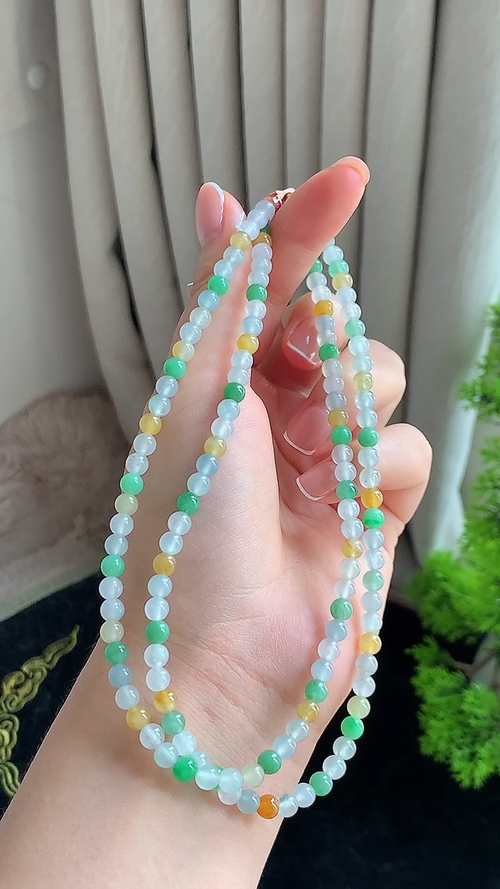 天然翡翠，多宝冰珠链 尺寸5 bl95