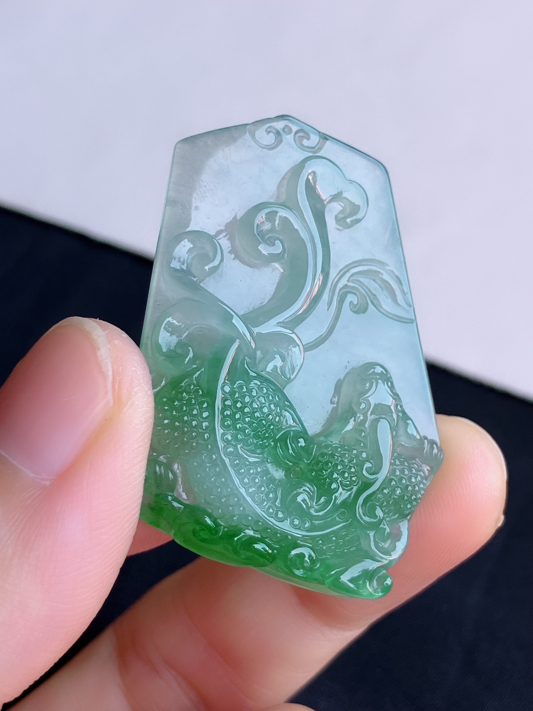 ️，冰种飘花龙/凤，栩栩如生，尺寸43.8/30/7/自然光实拍