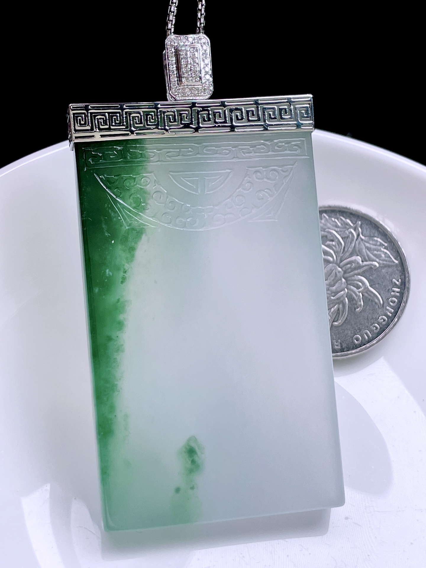 ️ 冰种飘花复古牌 飘花灵动，种老起胶，18k金镶嵌 整体：65.7 裸石：56.7/33/5.5