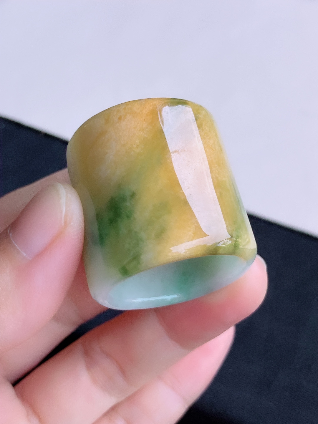 ️，三彩扳指，细腻精致，尺寸23/31/4.3/自然光实拍
