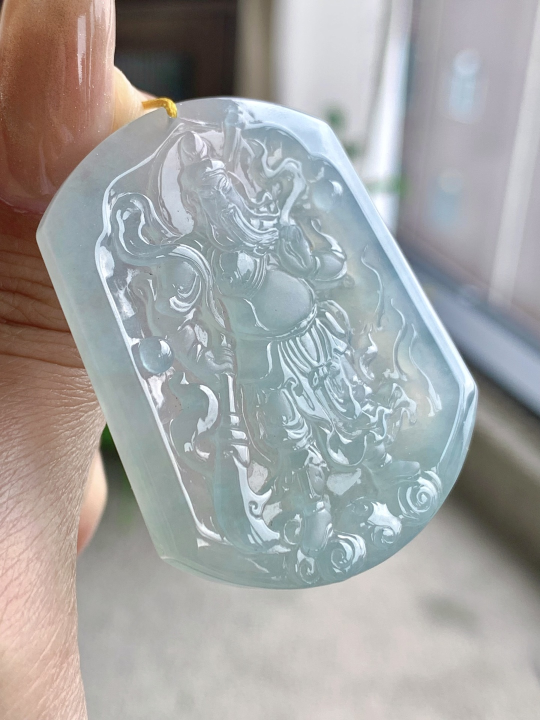 【已结缘】【裸石】🫧冰晴水忠义关公牌吊坠【说明】缅甸 性比高【尺寸】50-40-5.6【重量】25.3克