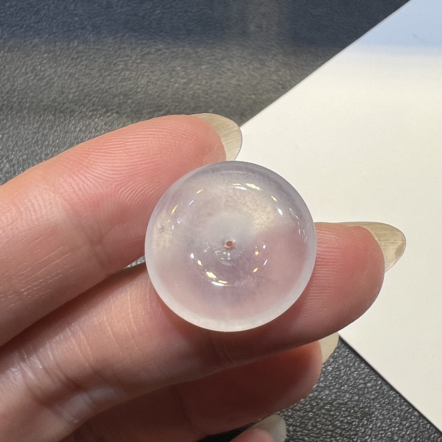 ️冰种起光平安扣翡翠裸石白冰扣子天然缅甸A货精品饱满圆润
