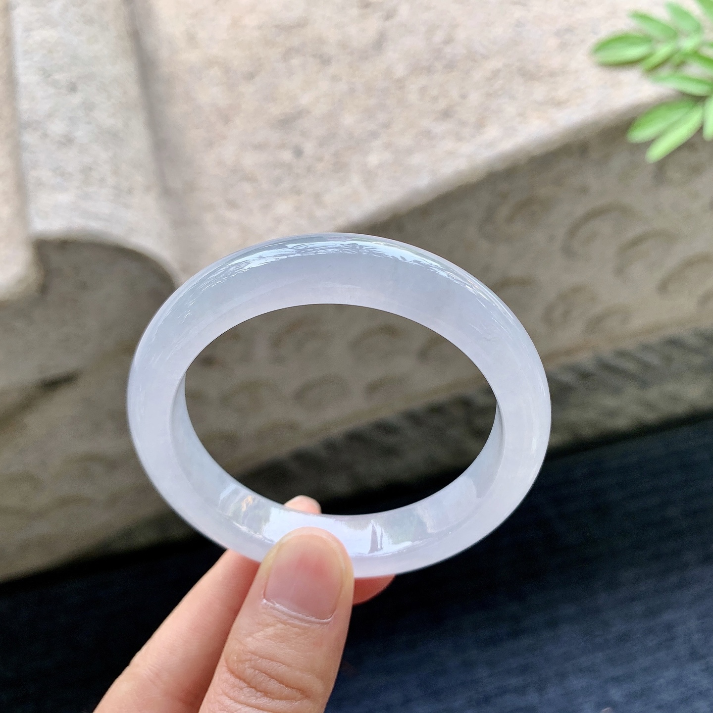 正圈50 51 圈口51.6/11.5/7.7 编码FL090931 糯冰粉紫，水润，种老，细腻，有棉纹