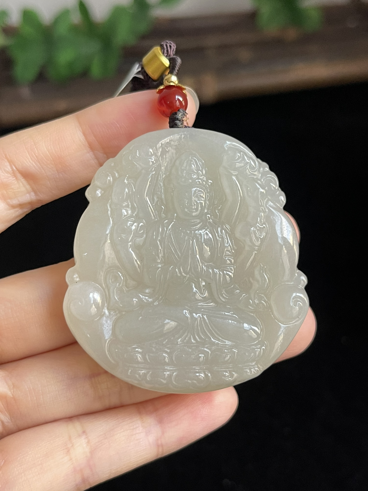 和田玉观音，配珠未测