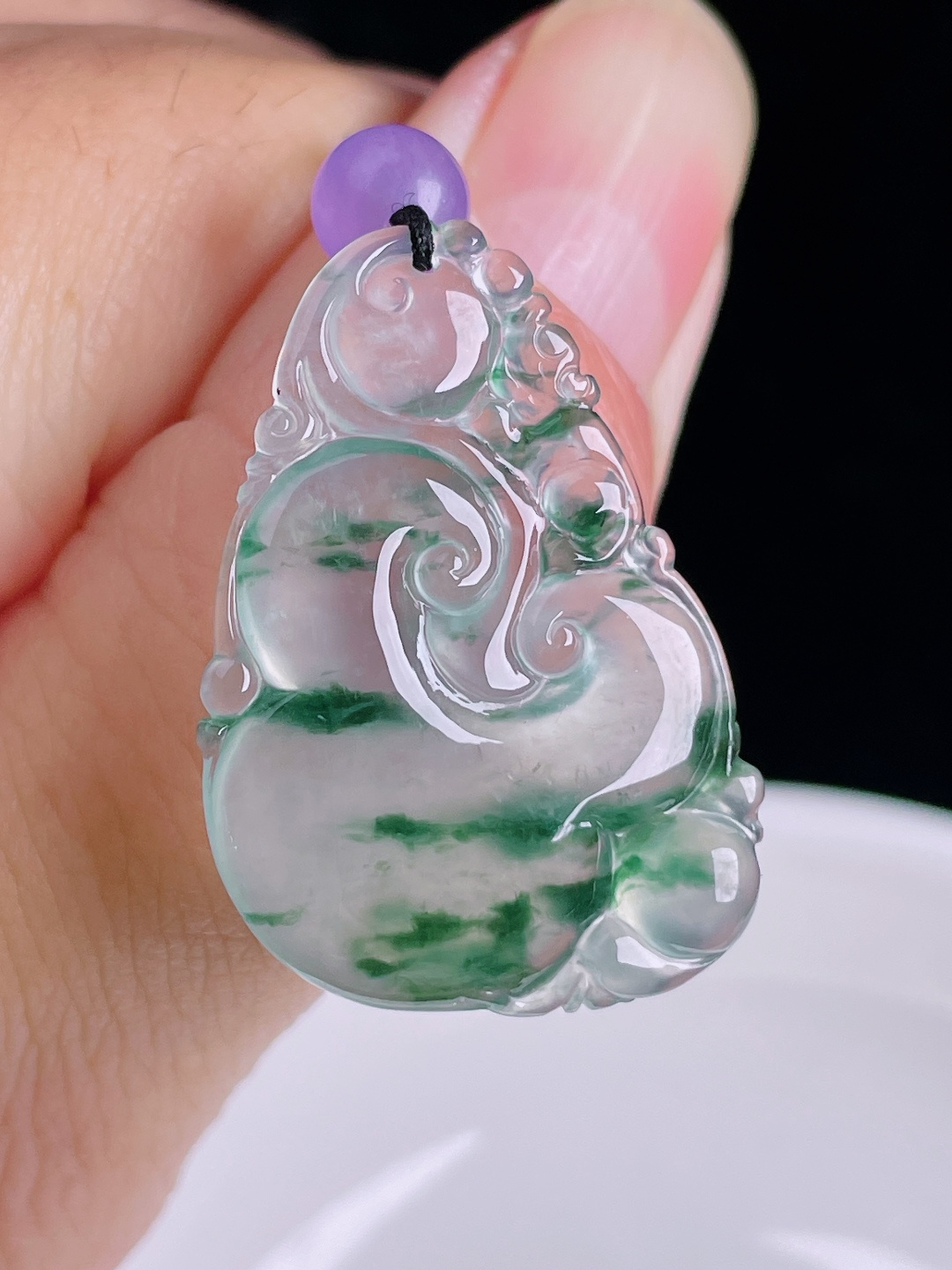 ️冰种如意，老种起光，细底通透，尺寸：30.6/21.8/3..8mm0914