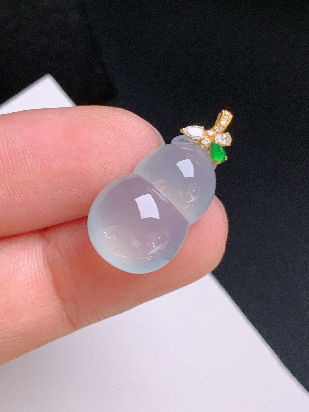 ️ 冰种葫芦吊坠，冰润起光，饱满圆润，福禄双全 裸石18.7-11.9-6 整体24.7 53091