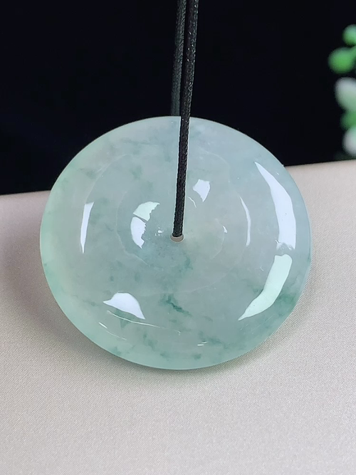 冰种飘花平安扣，无裂，尺寸28.7*5.6mm，j14hay