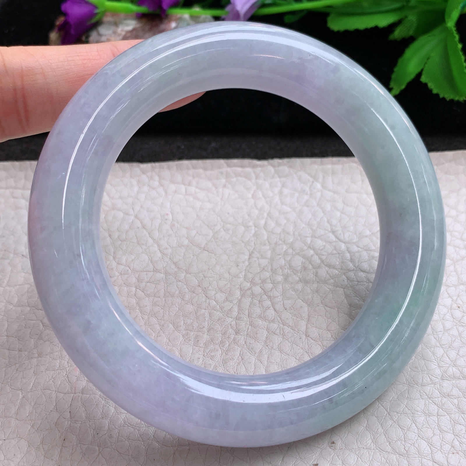 ss大圈口60.8*13.8胖圆镯 缅甸翡翠a货玉手镯春带彩圆条玉手环