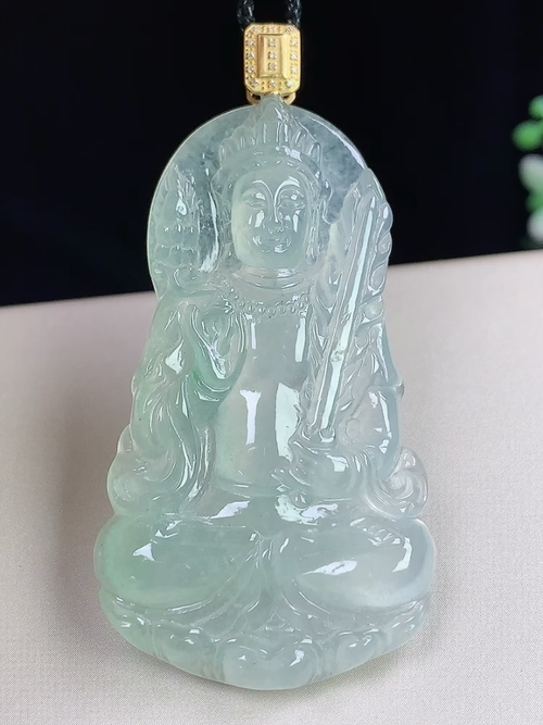 18k金镶虚空藏，无裂，尺寸51.7*29.6*5.1mm，j14hay