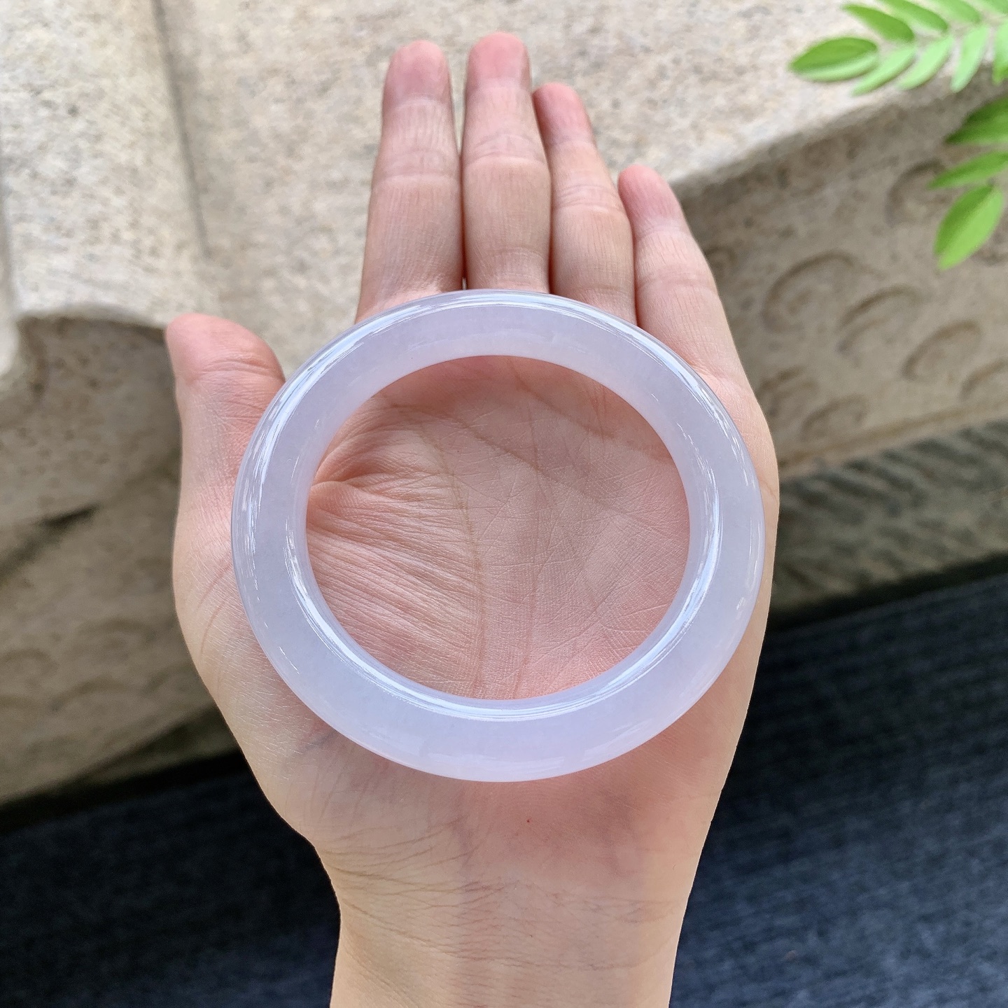 圆条52 53 圈口53.3/9.6/10 编码QX091543 糯冰粉紫，水润，种老，细腻，无裂