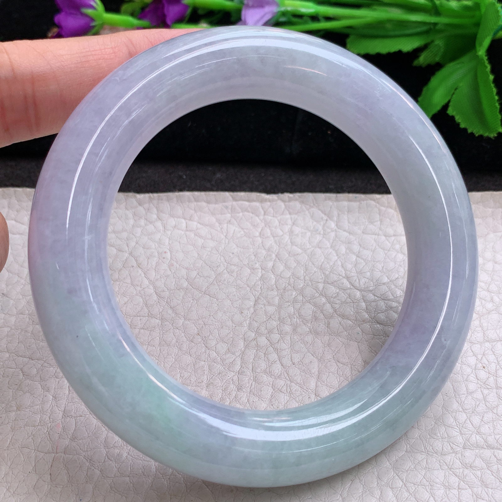 ss大圈口60.8*13.8胖圆镯 缅甸翡翠a货玉手镯春带彩圆条玉手环