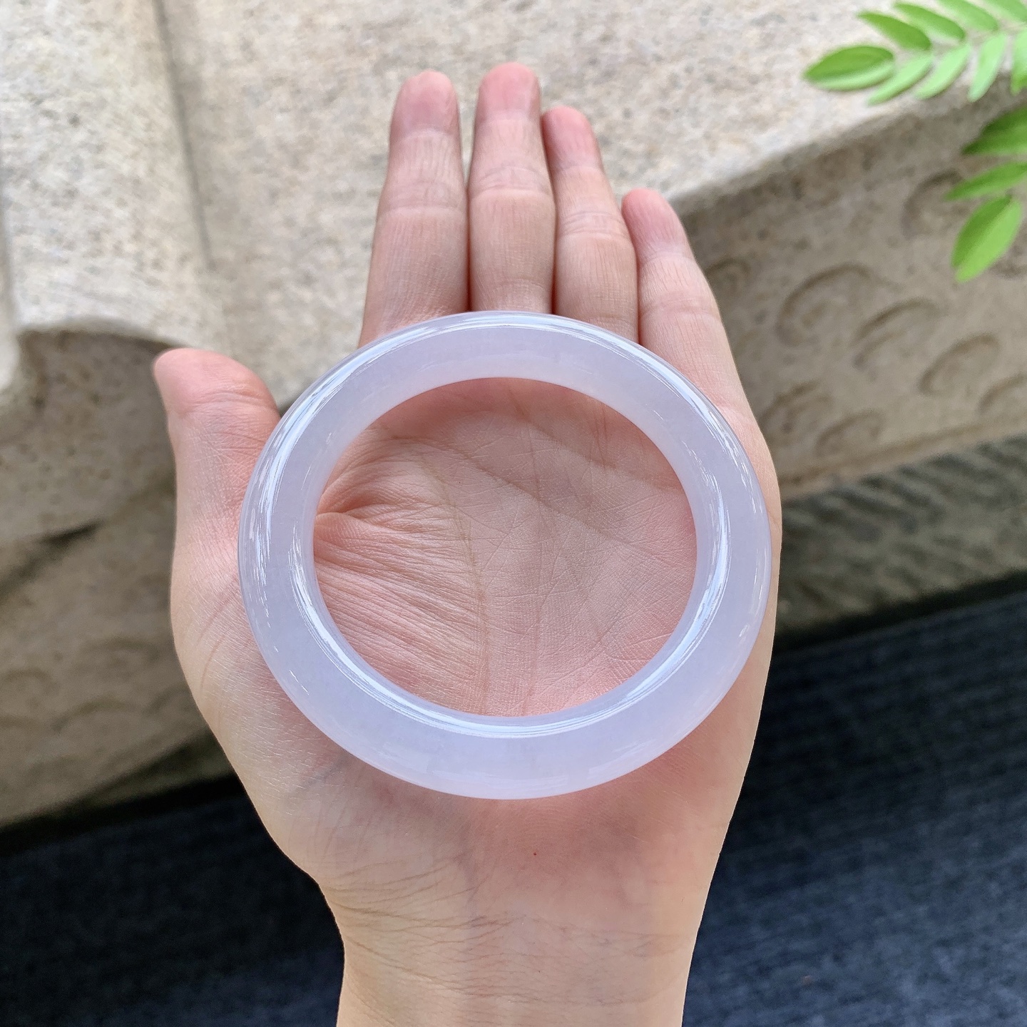 圆条52 53 圈口53.3/9.6/10 编码QX091543 糯冰粉紫，水润，种老，细腻，无裂