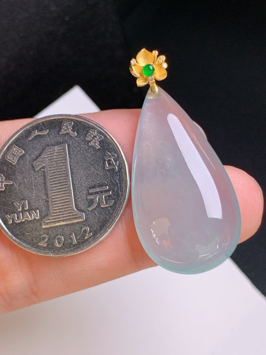 ️ 冰种水滴吊坠，清透起胶，圆润饱满，纯净雅致 裸石31.7-17.6-5.8 整体39.5 08