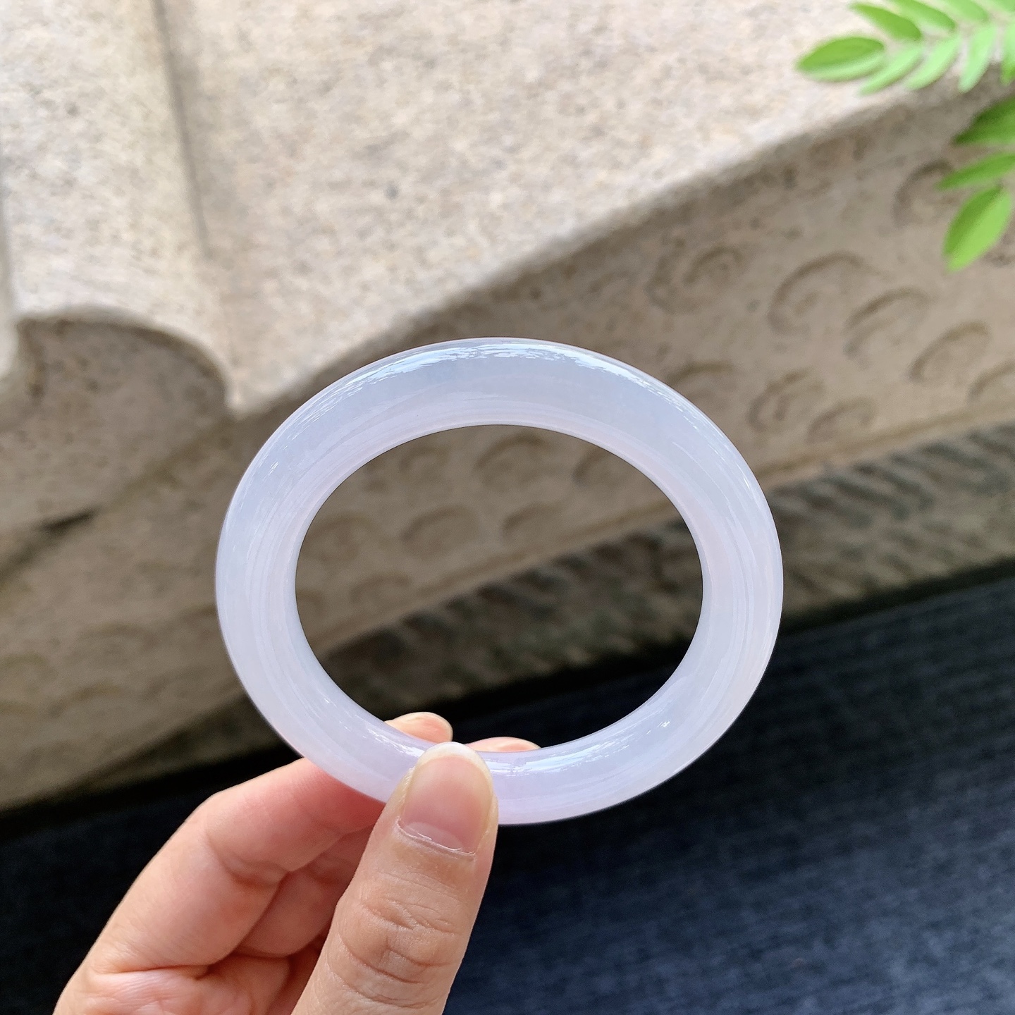 圆条52 53 圈口53.3/9.6/10 编码QX091543 糯冰粉紫，水润，种老，细腻，无裂