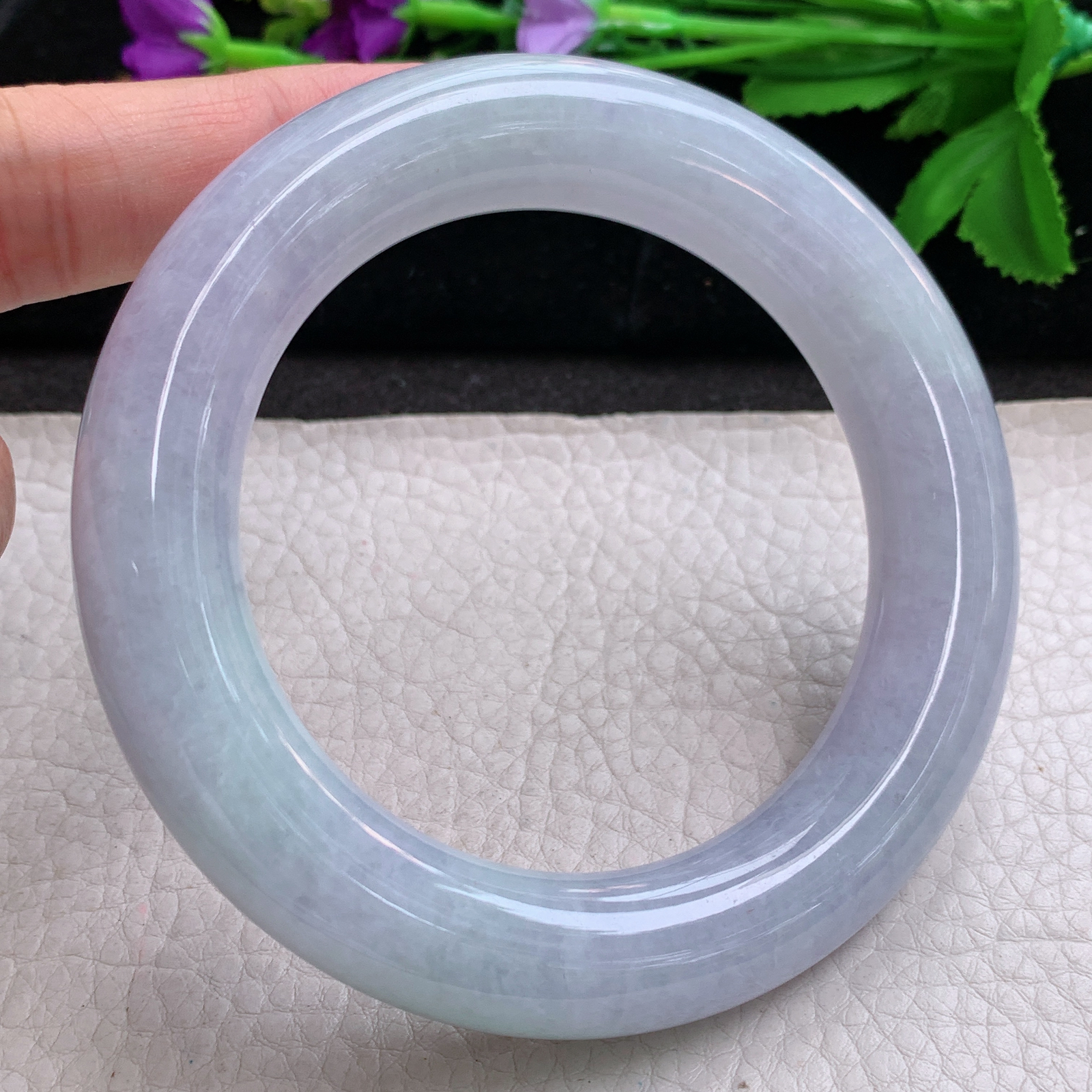 ss大圈口60.8*13.8胖圆镯 缅甸翡翠a货玉手镯春带彩圆条玉手环