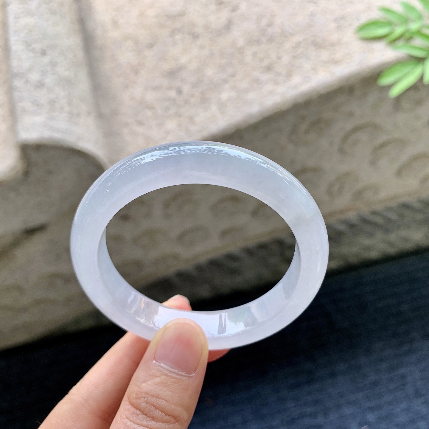 正圈50 51 圈口51.6/11.5/7.7 编码FL090931 糯冰粉紫，水润，种老，细腻，有棉纹