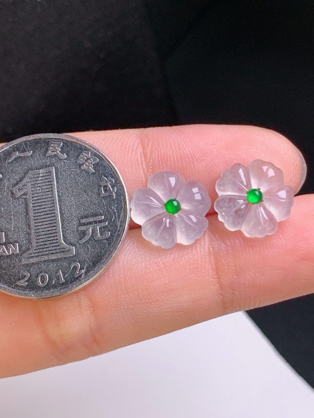️ 冰种小花耳钉，冰润莹亮，花色秀气，温婉雅致 裸石11.3-3.2 53