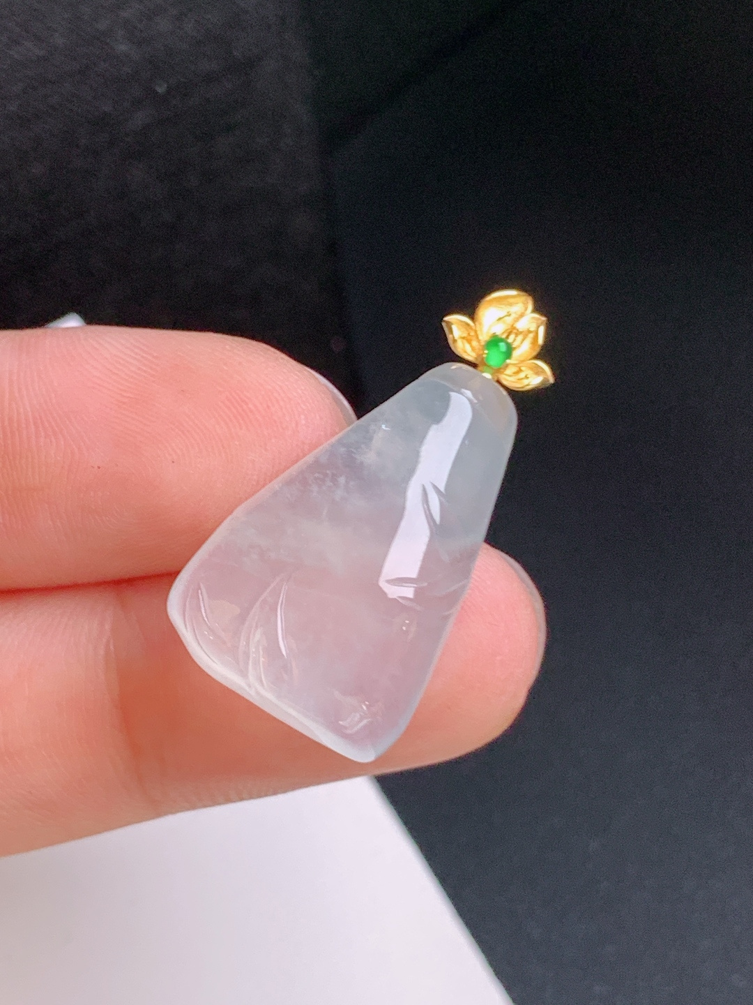 ️ 冰种竹节吊坠，冰润干净，节节高升，清雅耐看 裸石22.6-14.8-6.3 整体28.8 080911