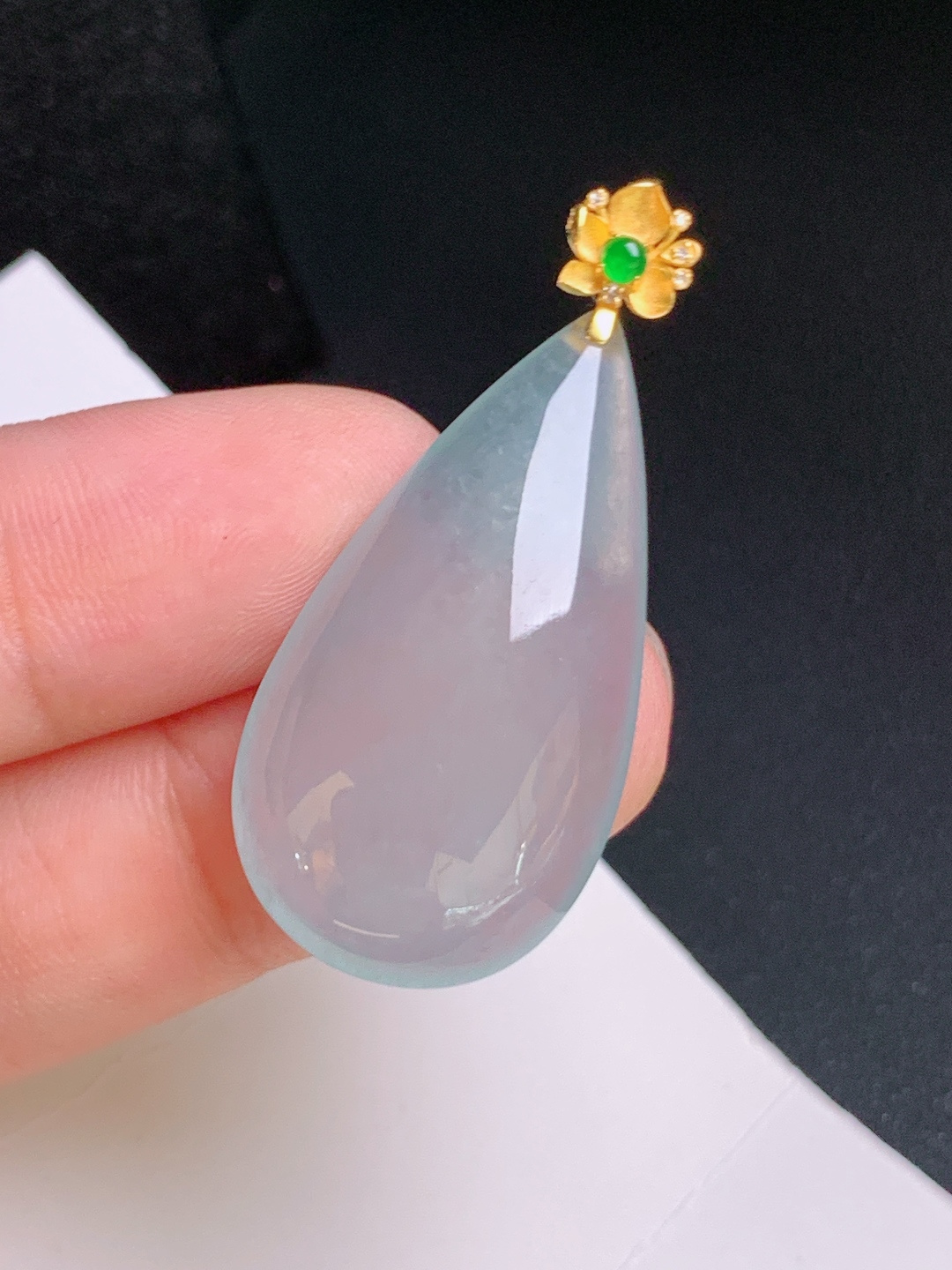 ️ 冰种水滴吊坠，清透起胶，圆润饱满，纯净雅致 裸石31.7-17.6-5.8 整体39.5 08