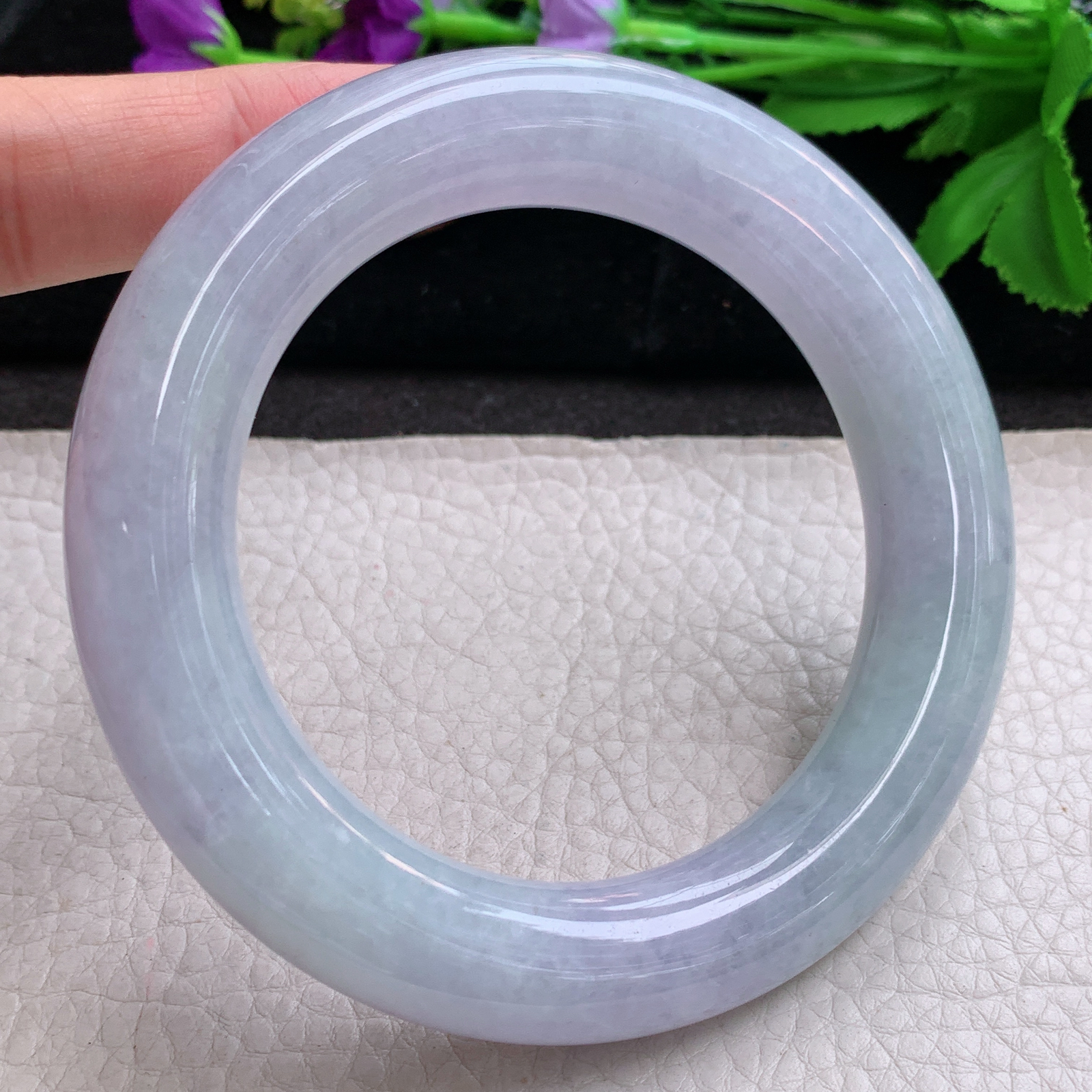 ss大圈口60.8*13.8胖圆镯 缅甸翡翠a货玉手镯春带彩圆条玉手环